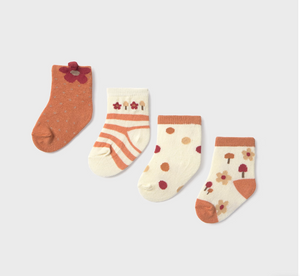 Mayoral-4 Pack Socks-Cinnamon