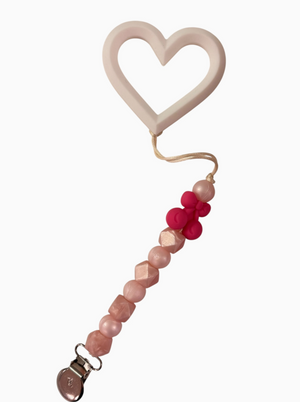 Three Hearts-Cherry Bomb Teether and Clip Bundle-Baby Pink