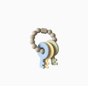 Three Hearts-Key Rattle Teether-Baby Blue