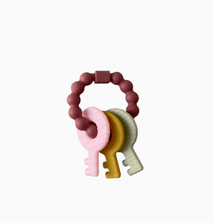 Three Hearts-Key Rattle Teether-Mauve
