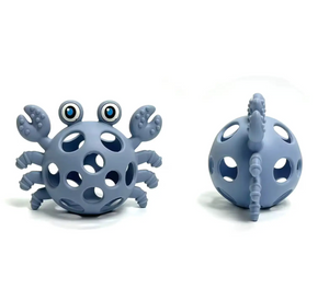 Three Hearts-Silicone 3D Funny Crab Teether-Slate