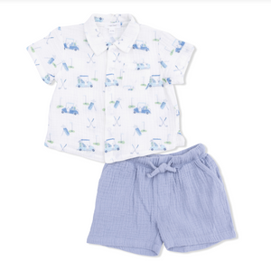 Angel Dear -Polo Button Up With Everyday Short-Baby Golf Carts