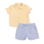 Angel Dear -Polo Button Up With Everyday Short-Micro Gingham Blue Blizzard