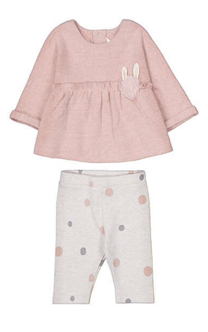 Mayoral-Legging Set-Heather Nude Polka Dot Pants