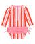 Ruffle Butts-Long Sleeve One Piece Rash Guard- Cayenne Pop Stripe