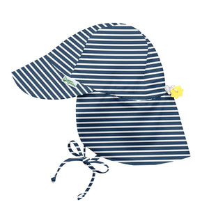 Green Spouts - Flap Sun Protection Hat - Navy Stripe