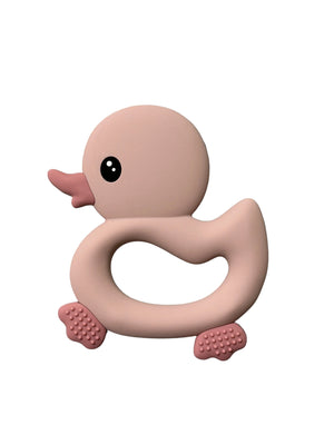 Three Hearts-Duck Teether-Misty Rose