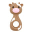 Three Hearts-Silicone Cow Rattle Coffee Brown