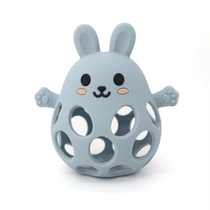 Three Hearts-Funny Bunny 3D Silicone Teether-Slate