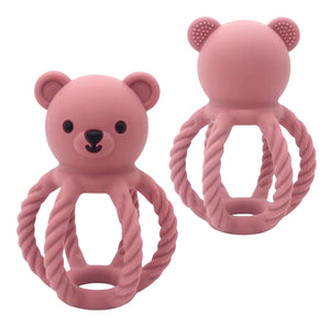 Three Hearts-Teddy Rattle-Dusty Rose