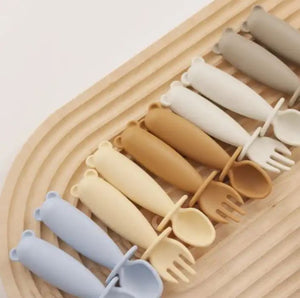 Three Hearts-Sili Spoon & Fork Teether Set
