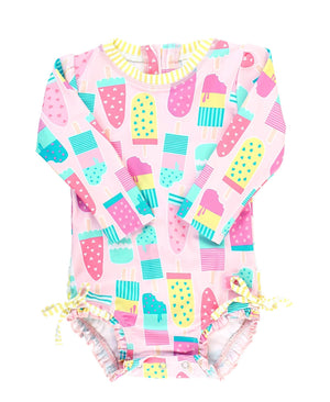 Ruffle Butts-Long Sleeve One Piece Rash Guard-Ice Cream Social