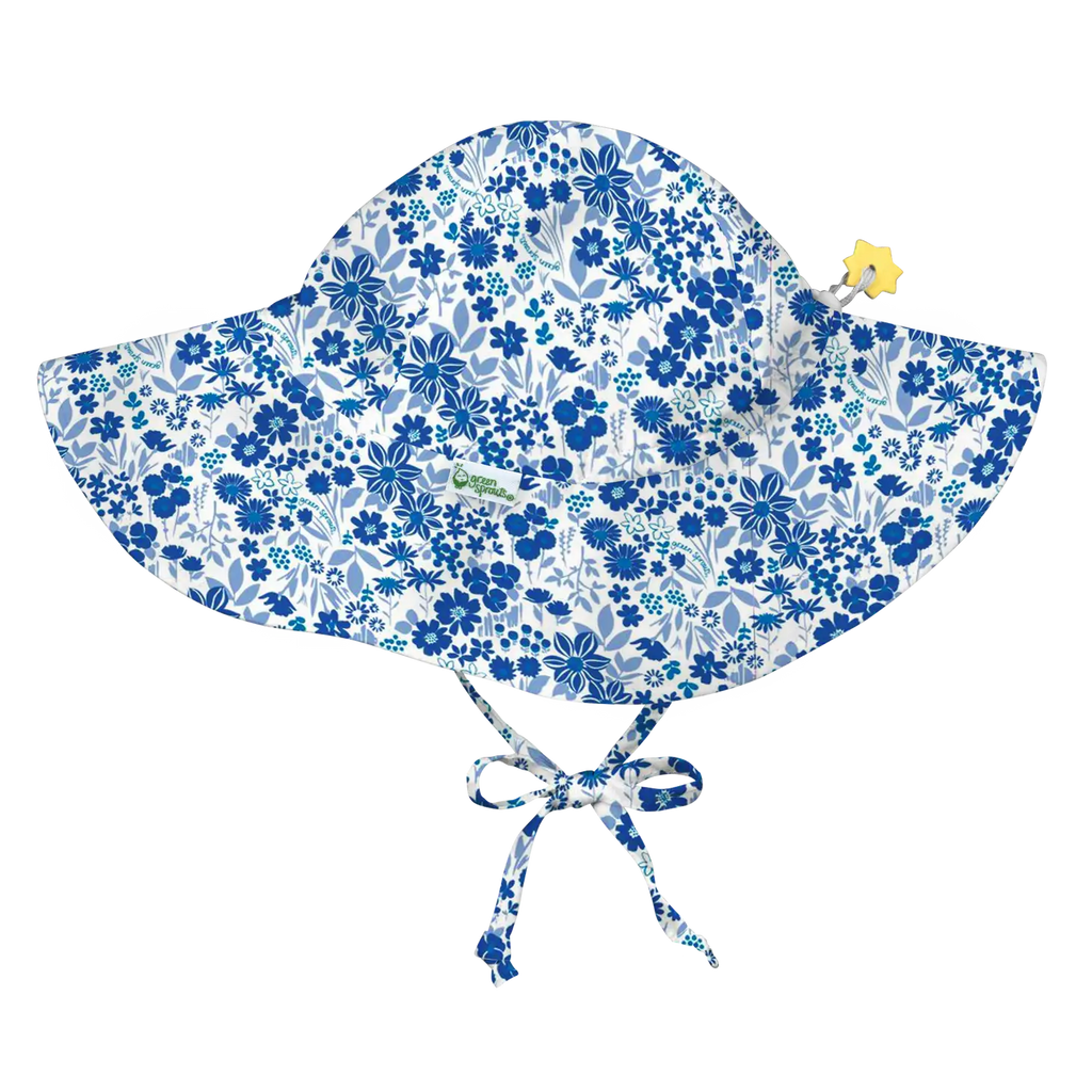 Green Sprouts - UPF 50+ Brim Sun Protection Hat-Blue Flower Field