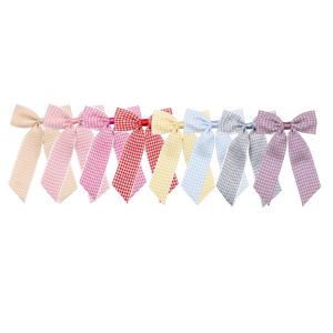 Bows Art-Scallop Gingham Long Tail Bow