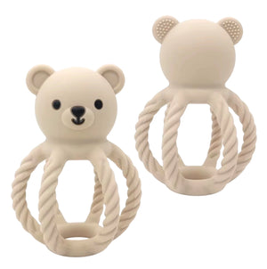 Three Hearts-Teddy Rattle-Beige