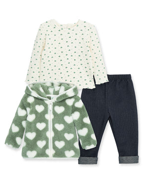 Little Me -Heart Toddler 3-Piece Sherpa Set