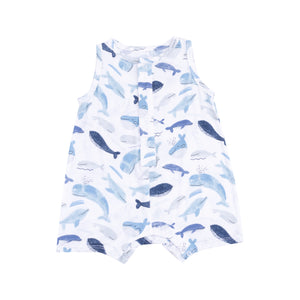 Angel Dear - Shortie Romper-Blue Whales