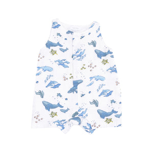 Angel Dear - Shortie Romper-Watercolor Blue Whales