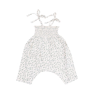 Angel Dear -Tie Strap Smocked Romper-Jadeite Simple Floral