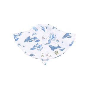 Angel Dear-Wide Brim Sun Hat-Watercolor Blue Whales