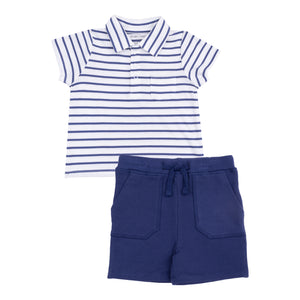 Angel Dear-Rib Shirt And French Terry Short-Blue Stripe Vintage