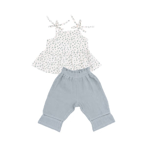 Angel Dear-Peplum Tank And Smocked Waist Pants-Jadeite Simple Floral