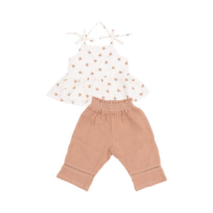 Angel Dear-Bitty Blooms Peplum Tank W Smocked Back And Smocked Waist Pants With Ladder Trim