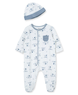 Little Me -Puppy Toile Footie and Hat