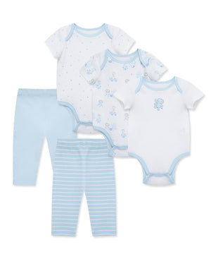 Little Me- 5pc Bodysuit and Pant Set-Snuggly