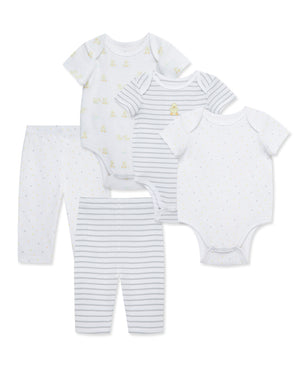 Little Me- 5pc Bodysuit and Pant Set-Ducks