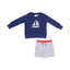 Angel Dear -French Terry Sweat Shirt With Applique And Short-Sailboat