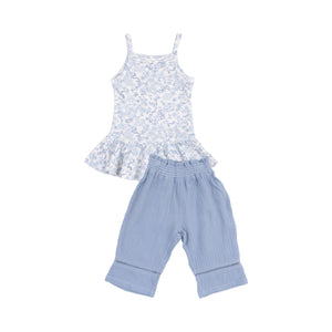 Angel Dear-Tank And Smocked Muslin Waist Pants-Blue Calico Floral Rib