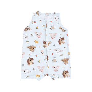 Angel Dear - Shortie Romper-Vintage Animal Faces