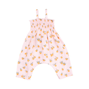 Angel Dear -Tie Strap Smocked Romper-Sweet Clementines
