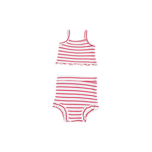 Angel Dear -Tank Top and High Waisted Short-Stripe Vintage Red