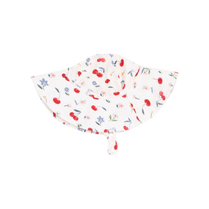 Angel Dear-Wide Brim Sun Hat-Watercolor Cherries and Gingham