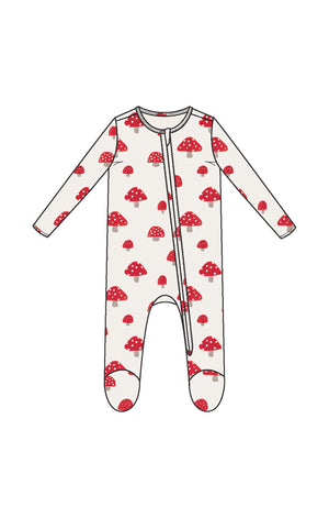 Angel Dear -2 Way Zipper Footie- Painterly Mushrooms