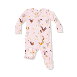 Angel Dear -2 Way Zipper Footie- Collector Chickens Pink