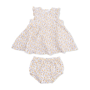 Angel Dear -Ruffle Dress And Bloomer-Yellow Country Roses