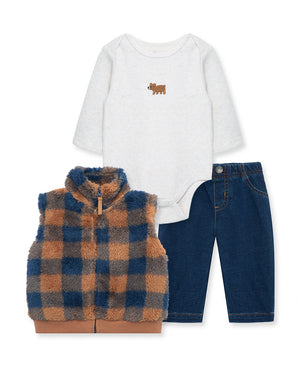 Little Me - Check 3-Piece Vest Set