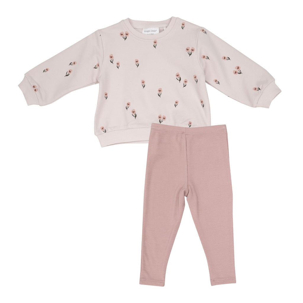 Angel Dear -Puffy Oversized Sweatershirt And Rib Legging-Pretty Pink Floral
