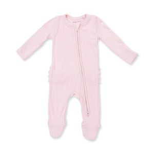 Angel Dear -2 Way Zipper Footie-Solid Veiled Pink Rib