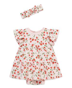Little Me-Strawberry Bodysuit Dress & Headband