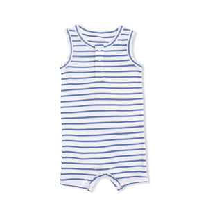 Angel Dear - Shortie Romper-Navy Stripe