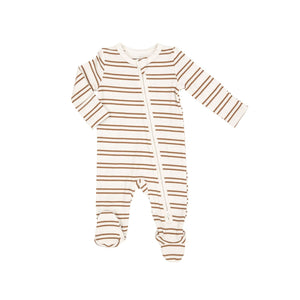 Angel Dear -2 Way Zipper Footie-Rib Cashew and Sugar Swizzle