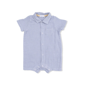 Angel Dear - Polo Shortie- Micro Gingham Blue Blizzard