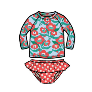 Tea Collection-Rash Guard Baby Swim Set-Poppy