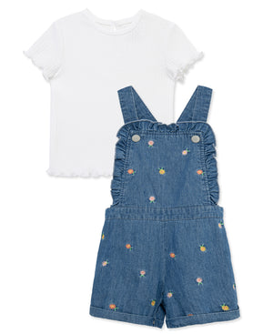Little Me-Embroidered Shortall Set