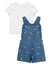 Little Me-Embroidered Shortall Set
