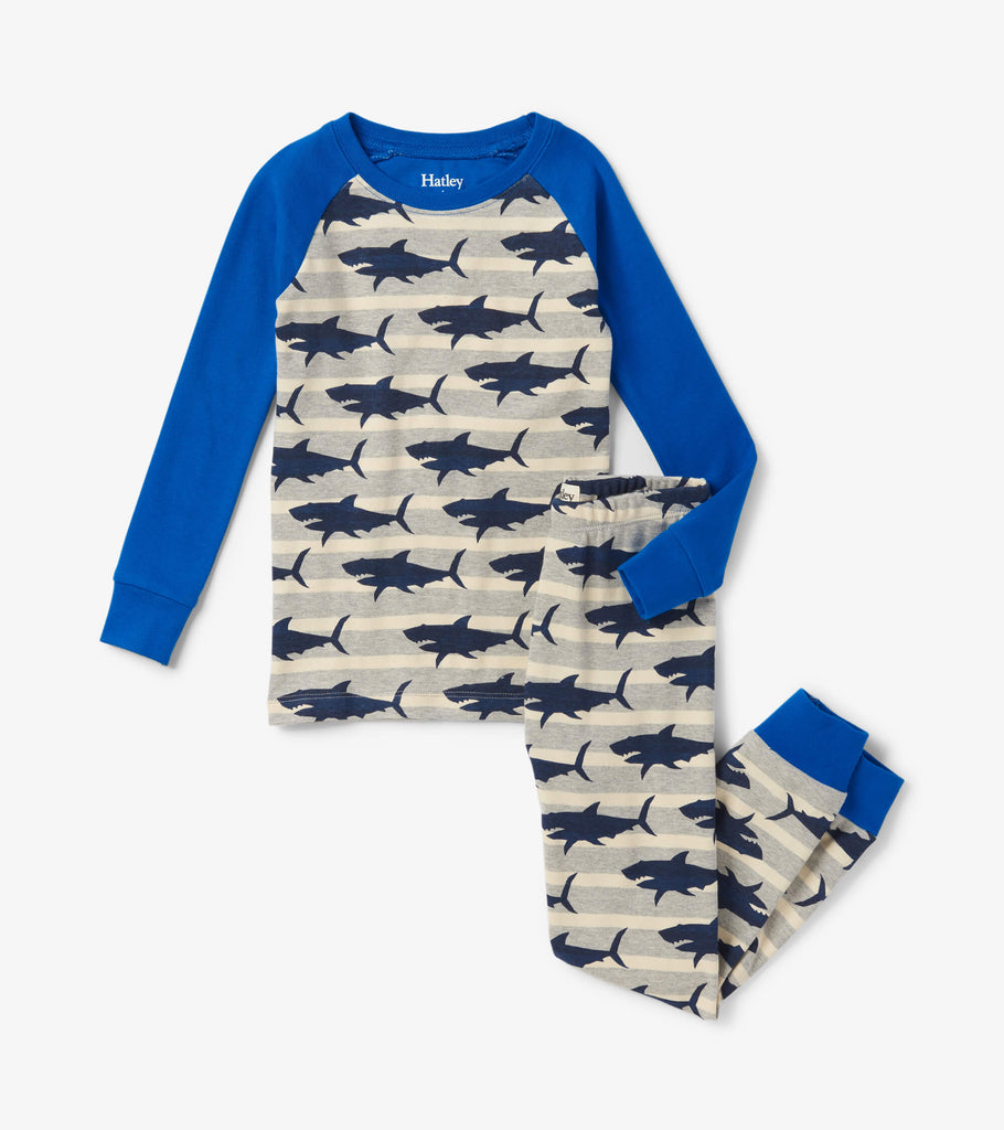 Hatley - Hungry Sharks Raglan Organic Pajama Set